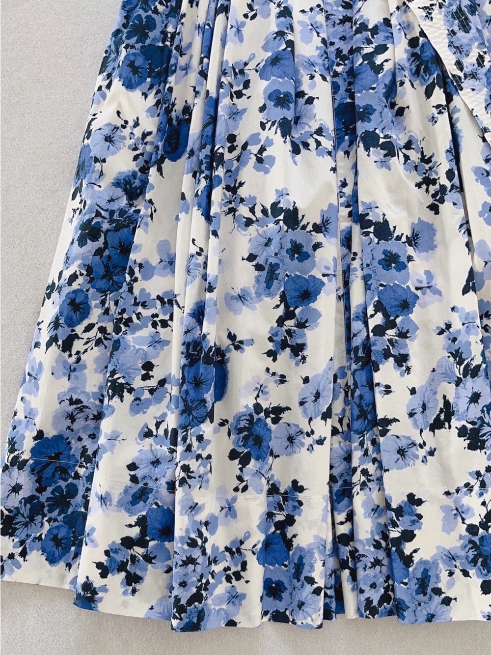 NWOT Cara Cara Blue Floral Belted Linen Midi Dress, Size US 2/4/6/8 - Picture 13 of 14